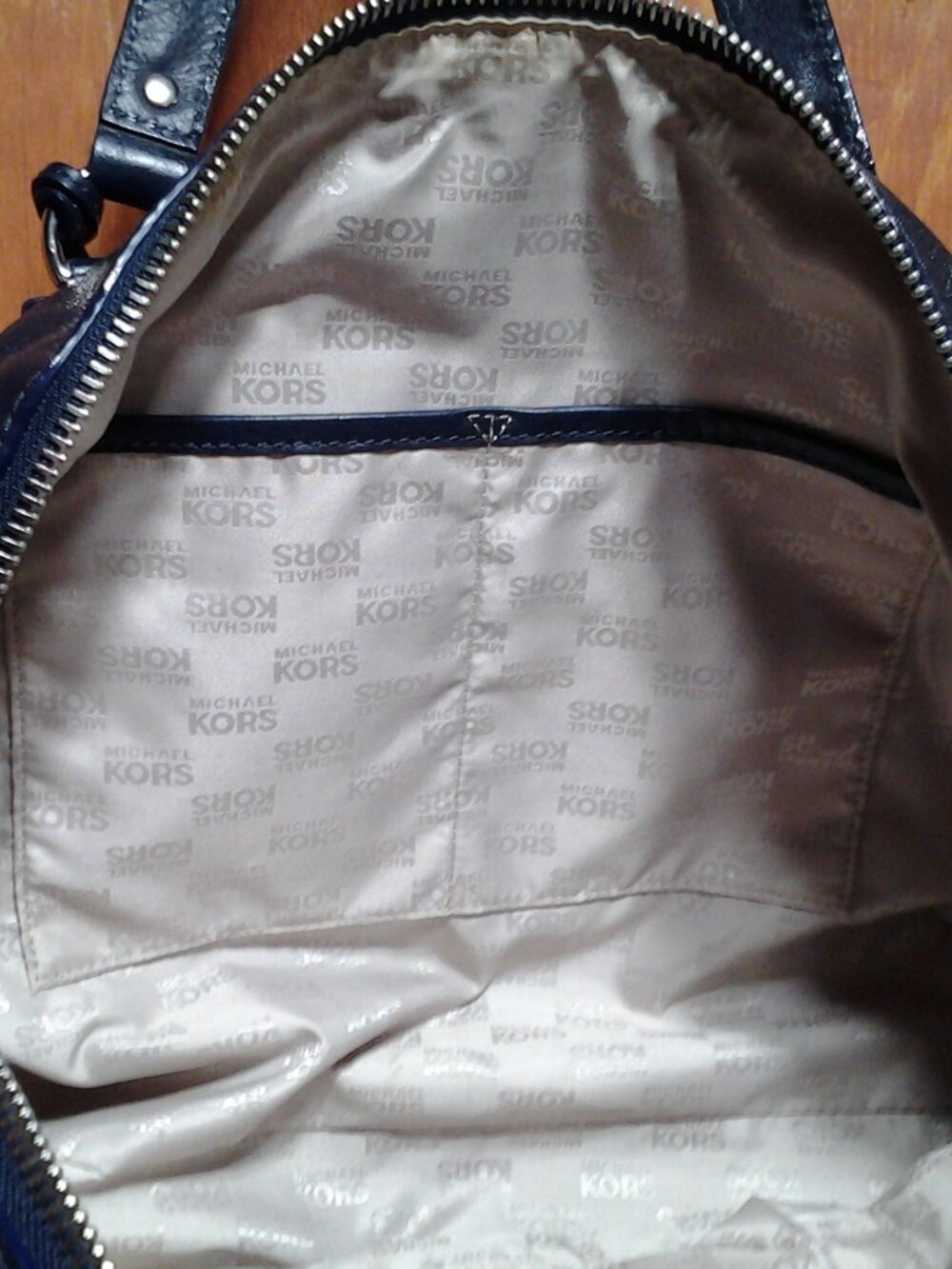 Michael Kors Blue Astor Studded Leather Satchel Bag - Picture 4 of 5